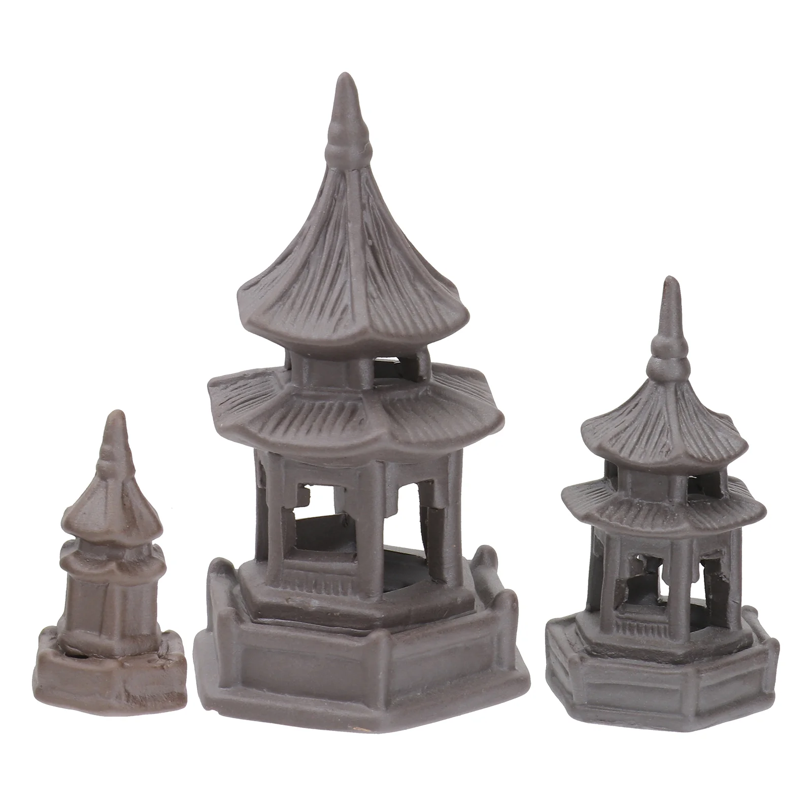 

3 Pcs of Chinese Zen Asian Decor Hexagon Aquarium Decorations Miniature Garden Pond Miniature Pond Tower
