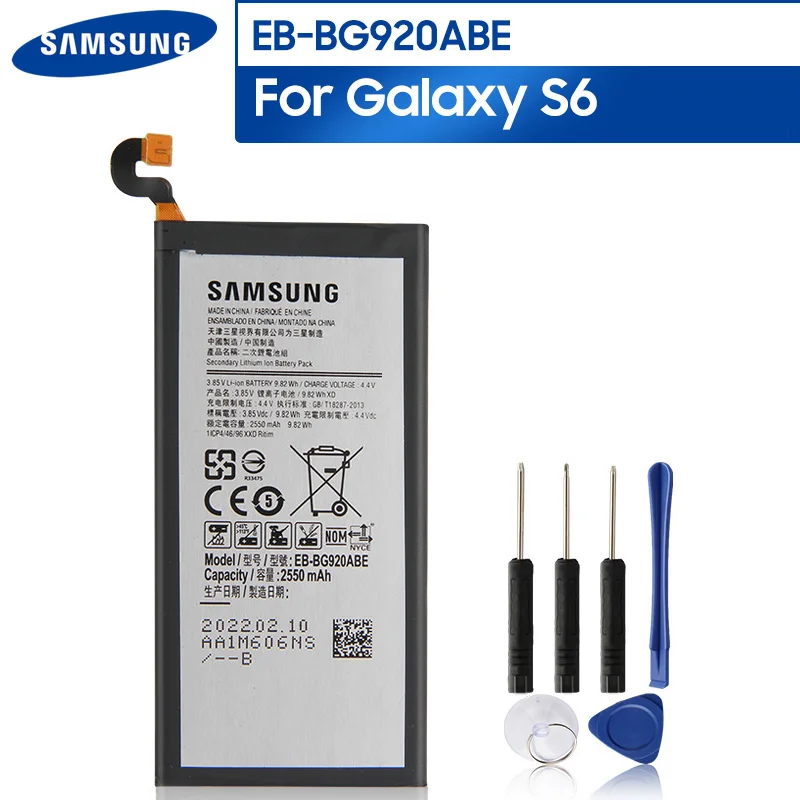 Аккумулятор EB-BG920ABE для Samsung GALAXY S6 G920 G920A G920V G920T G920F EB-BG920ABA 2550 мА · ч | Мобильные