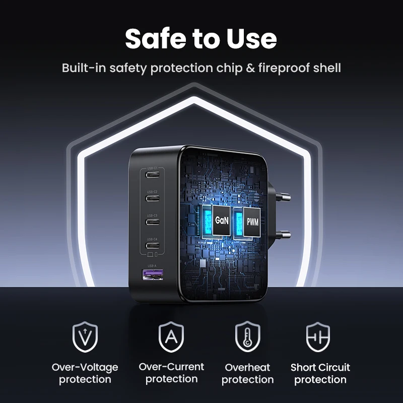 Фото Зарядное устройство UGREEN 100 Вт с 5 USB-портами, 3,0 PPS №5
