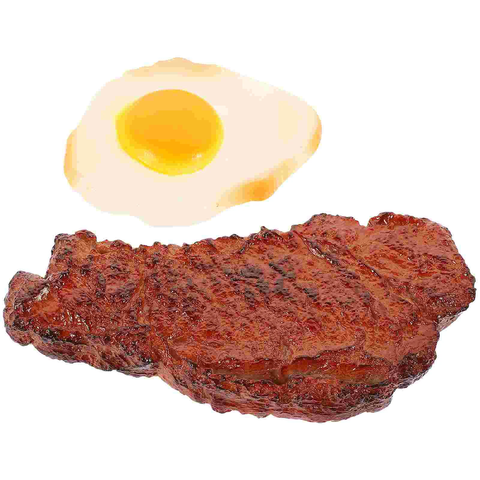 

Simulation Steak Cooked Model Plastic Food Fake Decor Toy Imitation Poached Eggs