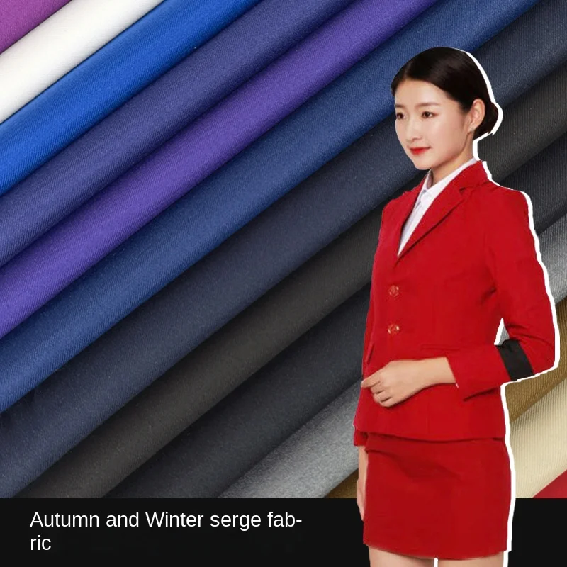 

New Autumn and Winter Twill Micro Elastic Printing and Dyeing Serge Suit Fabric Men's and Women's Suit Suit Trousers Skirt Crisp