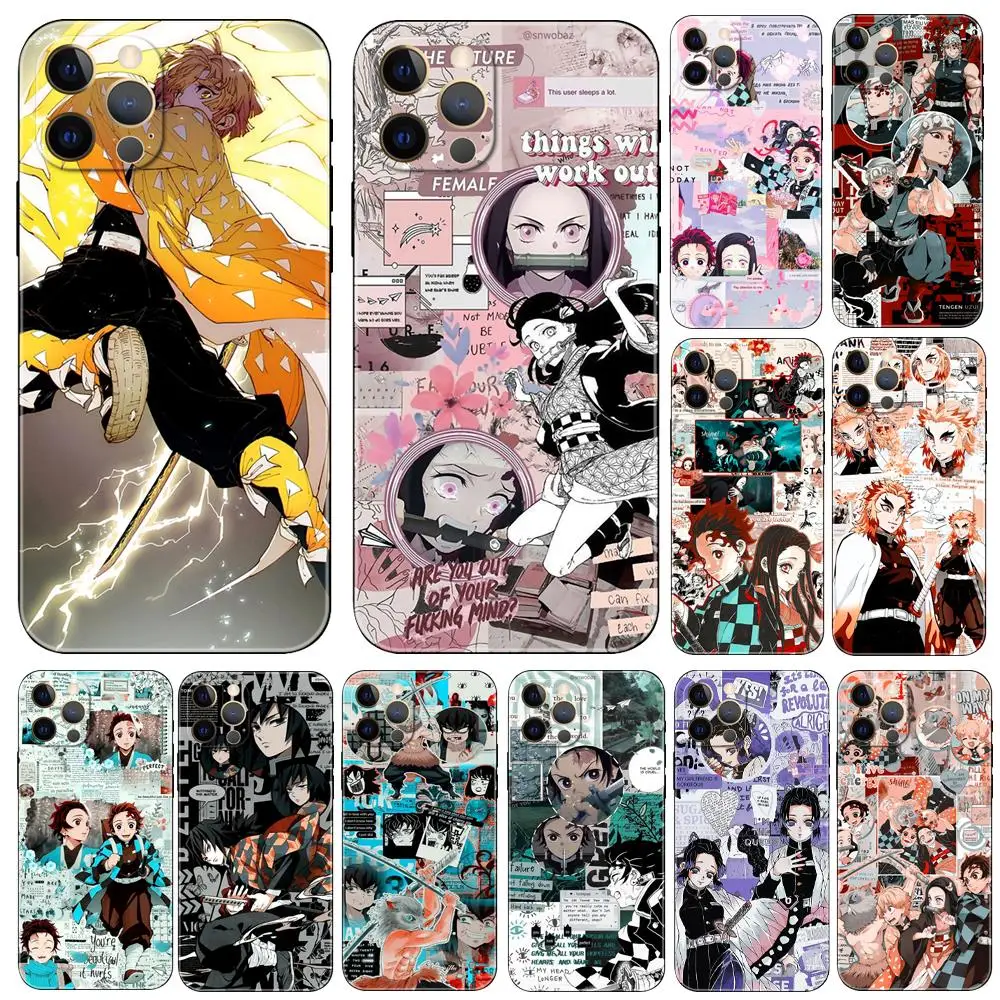 

Kimetsu No Yaiba Demon Slayer Anime phone case for iphone 14 se 6 6s 7 8 plus x 10 XR XS 11 12 13 mini pro MAX black tpu back