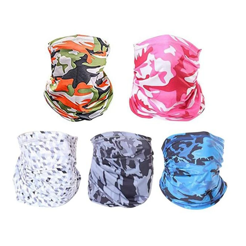 

5 Pcs Unisex Seamless Neck Gaiter Face Mask UV Sun Protection Magic Face Cover Scarf Dust Wind For Hiking Cycling