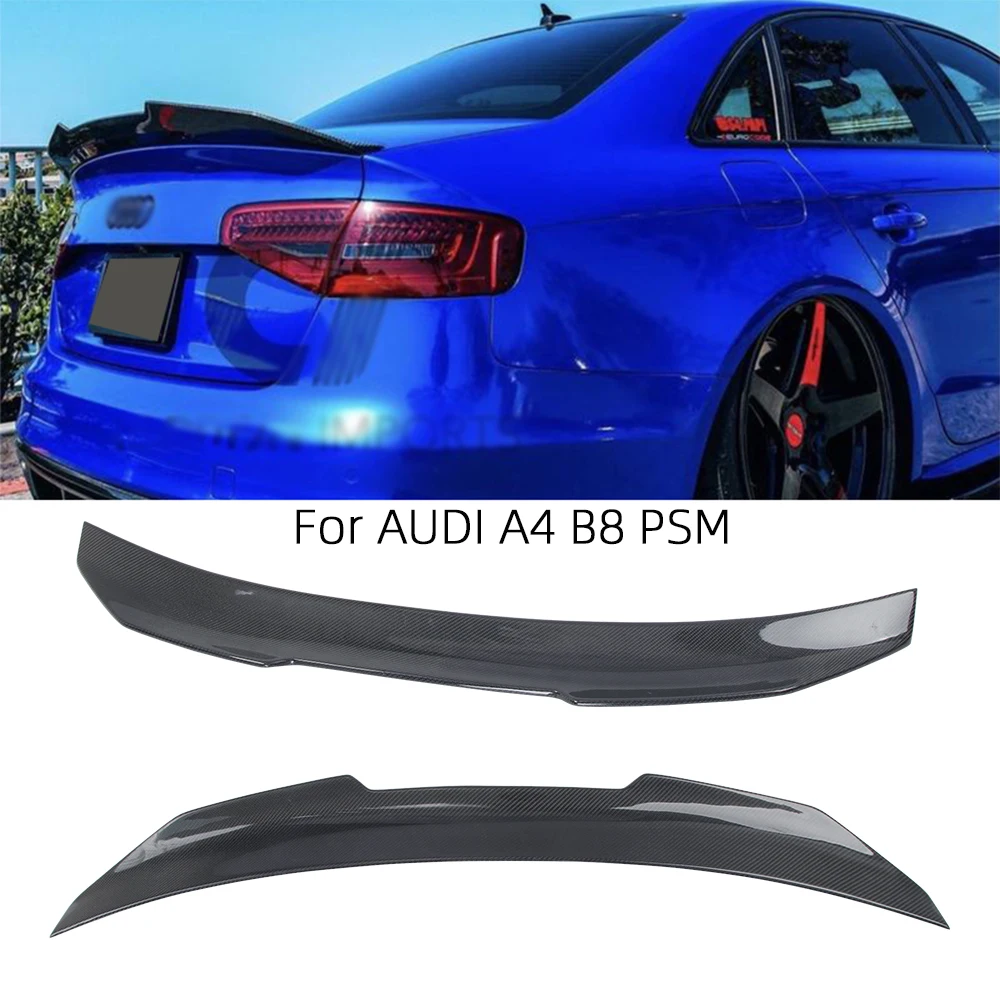 

For AUDI A4 B8 Sedan PSM Style Carbon fiber Rear Spoiler Trunk wing 2009-2012 FRP honeycomb Forged