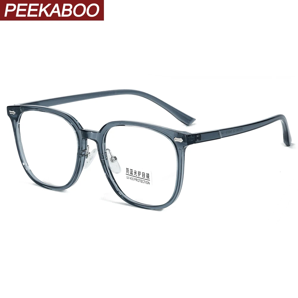 

Peekaboo unisex blue light blocking glasses square men fashion big glasses frame women clear lens green brown light weight male