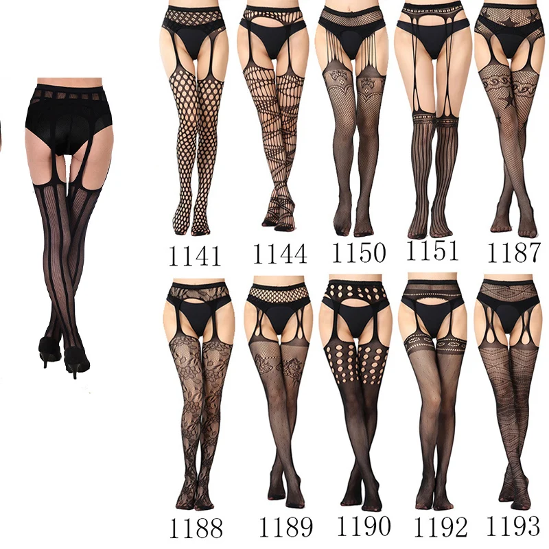 

Women Sexy Body Stocking Lace Soft Top Thigh High Stockings + Suspender Garter Belt Over Knee Pantyhose Floral Fit Below 80kg