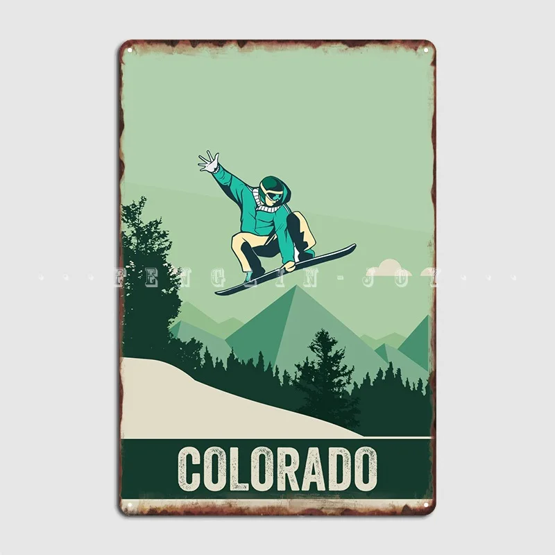 

Snowboard Colorado Poster Metal Plaque Wall Pub Living Room Decoration Wall Plaque Tin Sign Posters