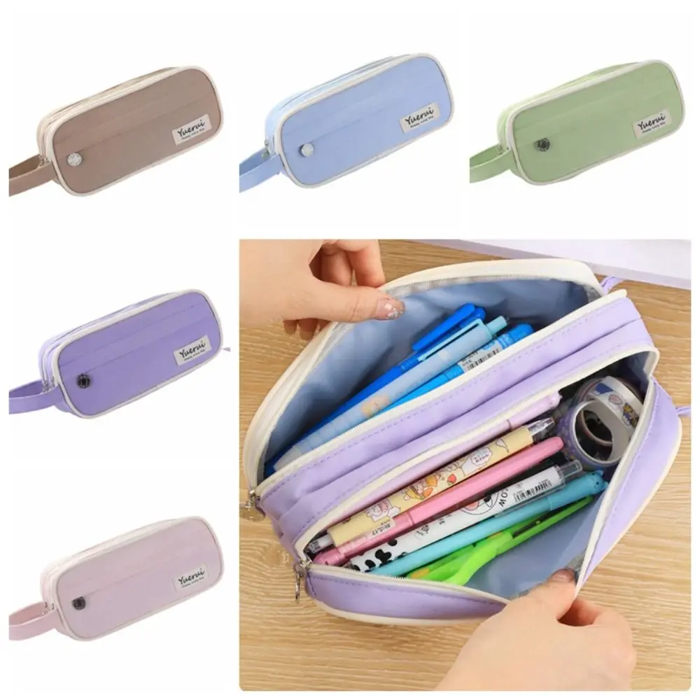 3-слойный пенал Macaron с двойной молнией большой емкости портативный чехол для