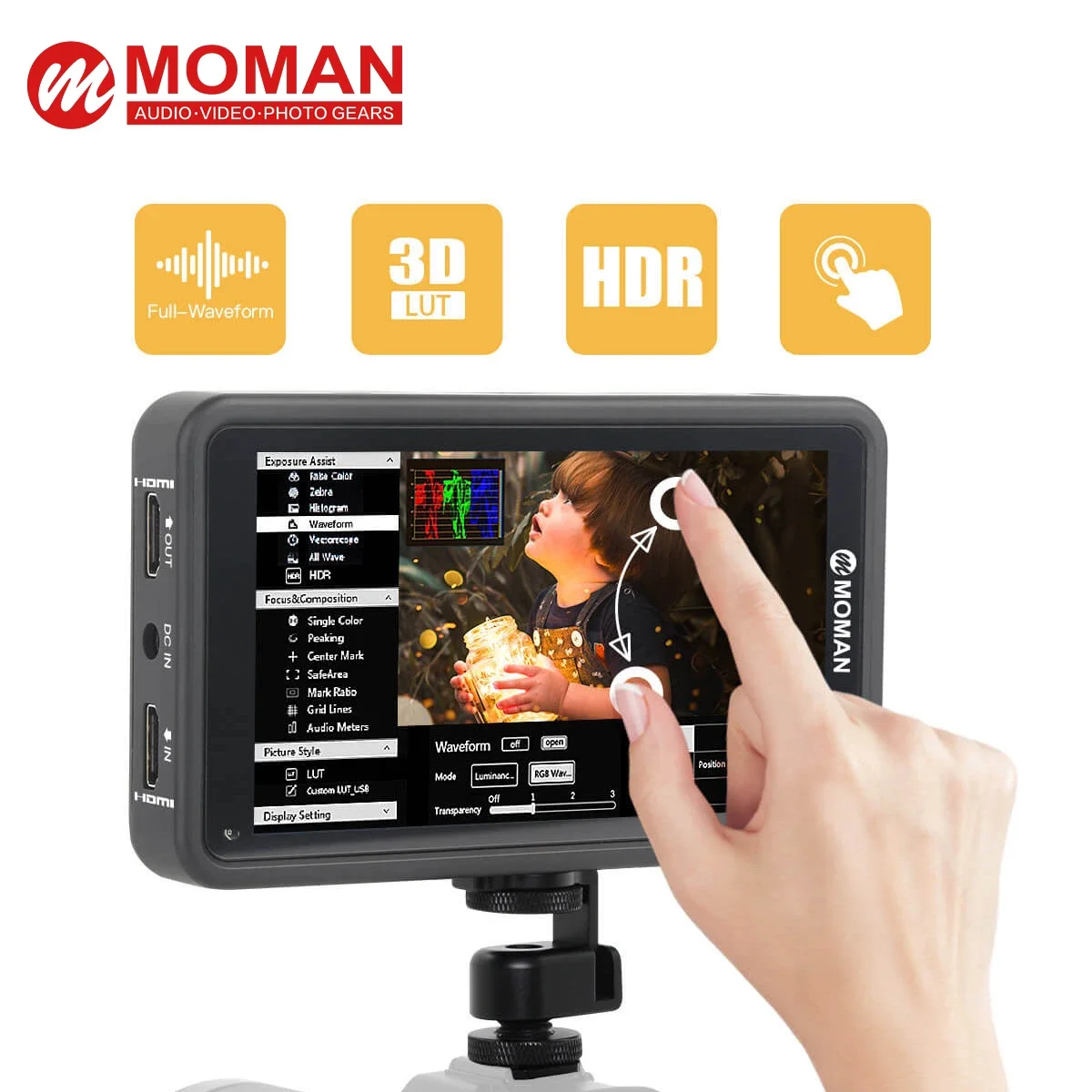 Moman M5 5 дюйма на камеру DSLR Полевой монитор 3D Сенсорный экран IPS FHD 1920x1080 Поддержка