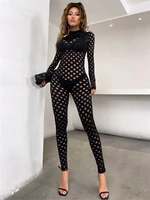 ingrily summer sexy jumpsuits women 2022 fashionable casual hollow out hole overall basic zipper v neck activity female wear