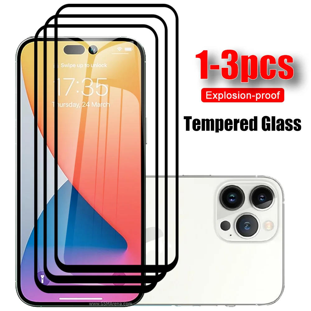 

Защитное стекло с черными краями для Apple Iphone 14 Pro Max, зеркальное закаленное стекло для iPhone14 14promax 14pro 14max, HD пленка, 1-3 шт.