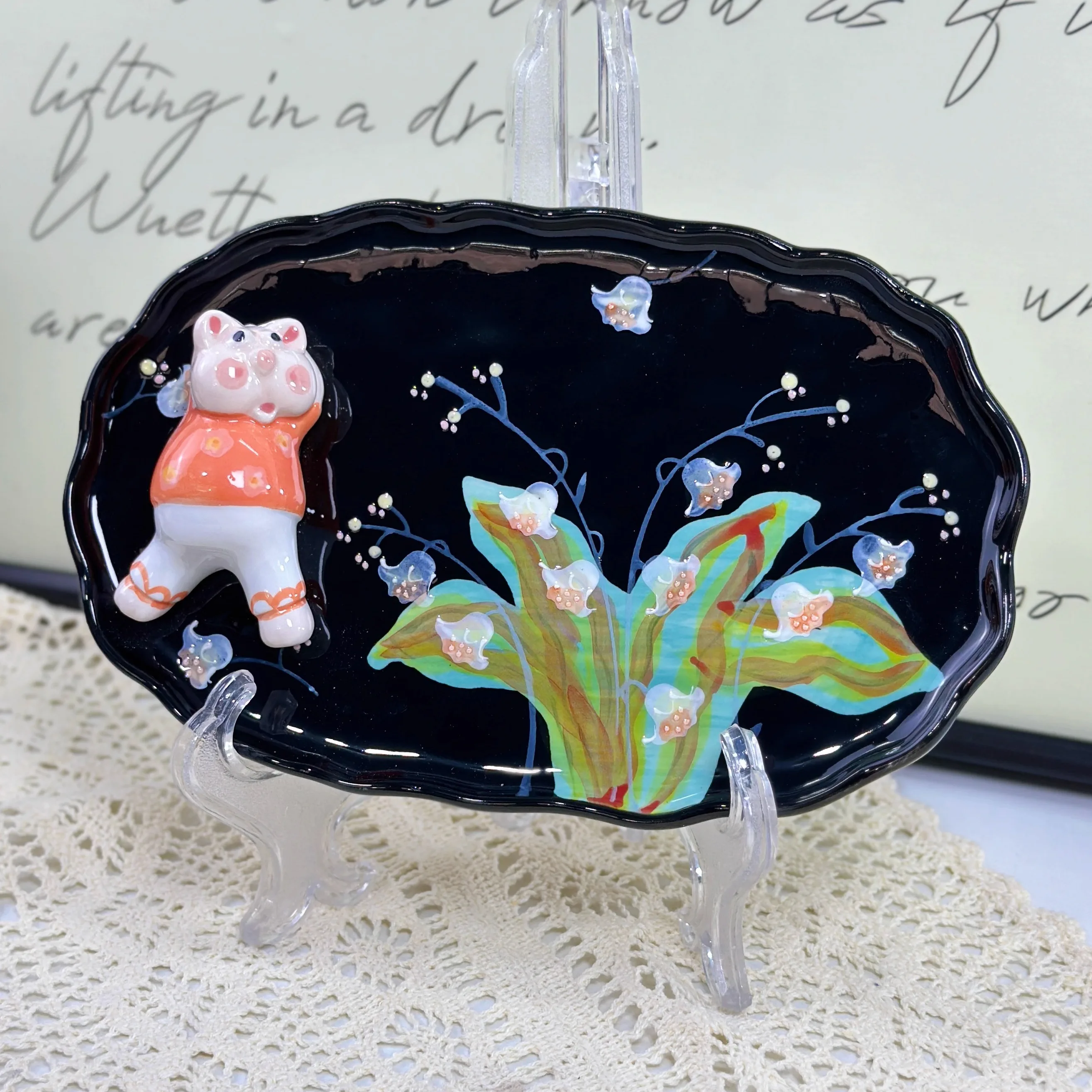 Мультяшная ручная роспись керамическая тарелка для завтрака устойчивая к