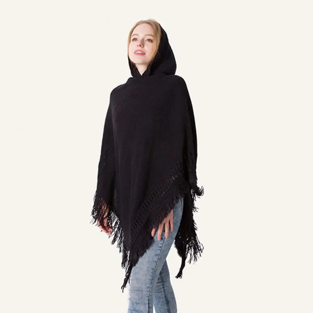 

Lady Cloak Knitting Three Quarter Sleeves Thermal Anti-shrink Women Autumn Cape Women Autumn Cape for Work