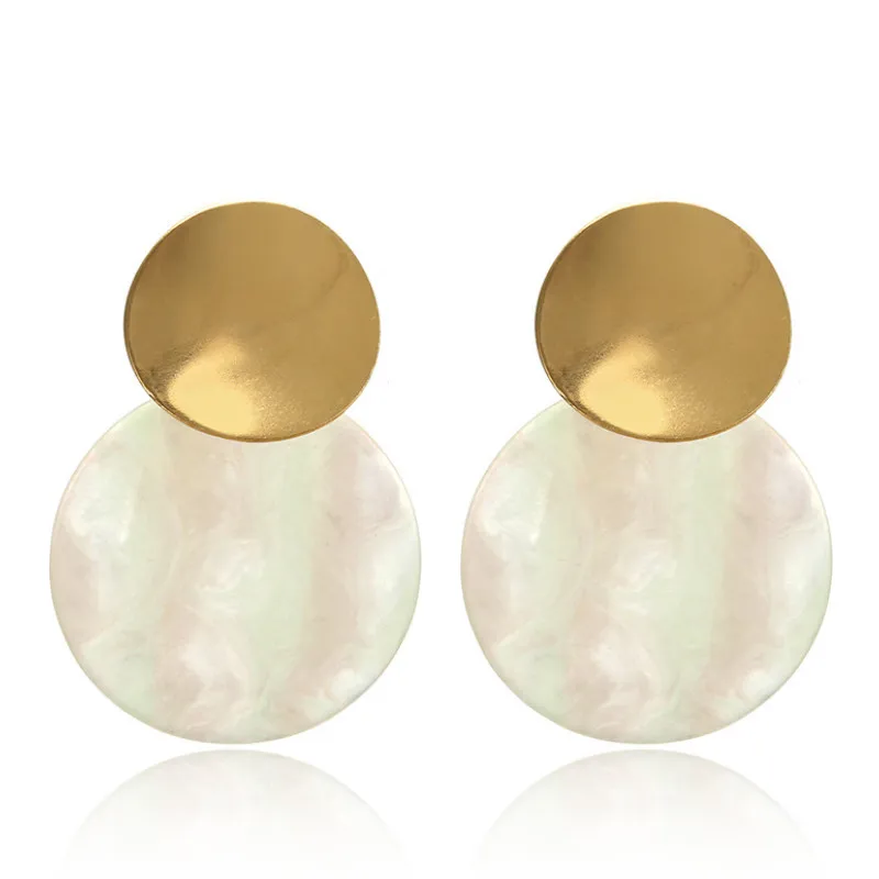 

Simple Women Temperament Acrylic Round Earrings Trend Jewelry Gift