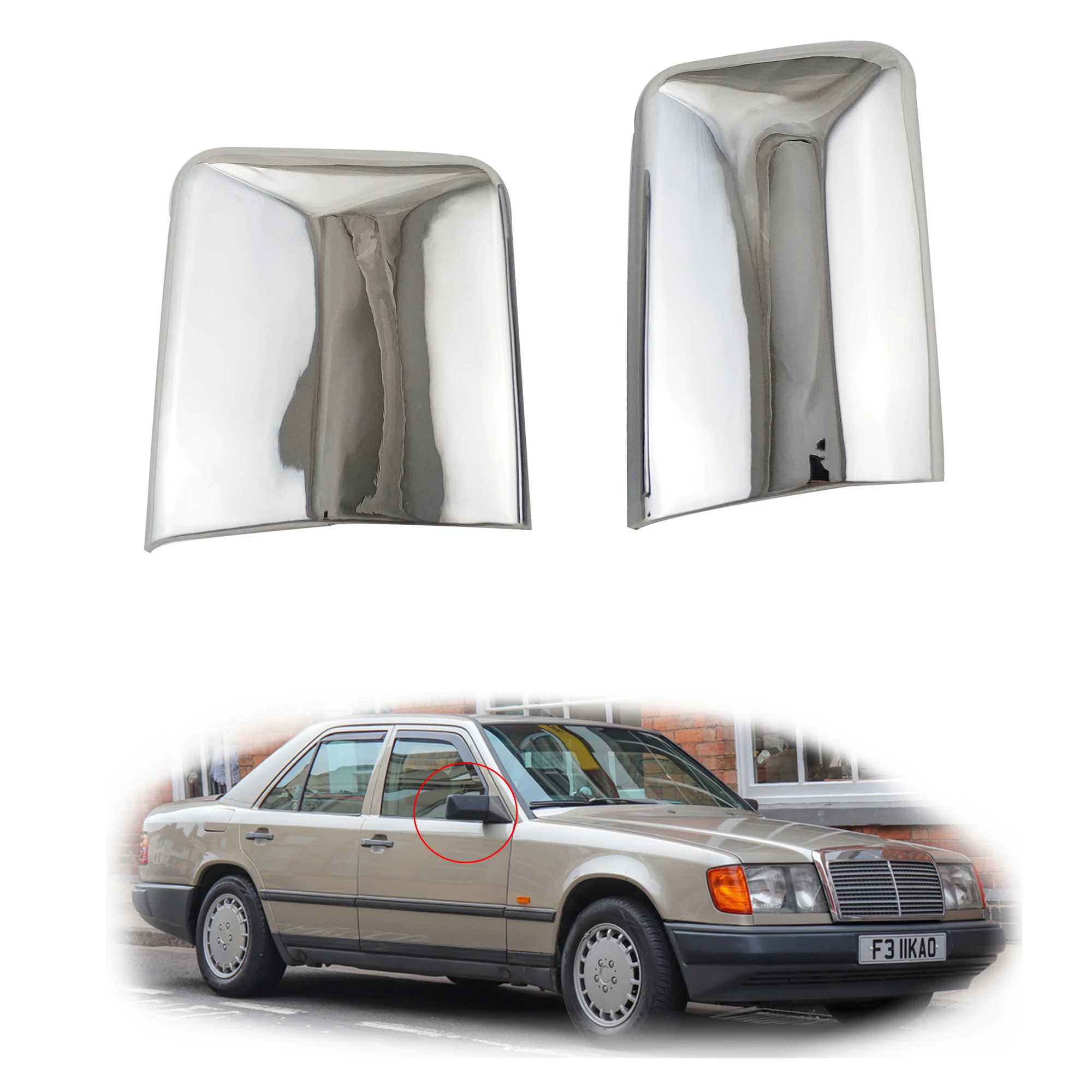 2 шт. хромированные накладки на зеркало Mercedes Benz W124 1984-1996