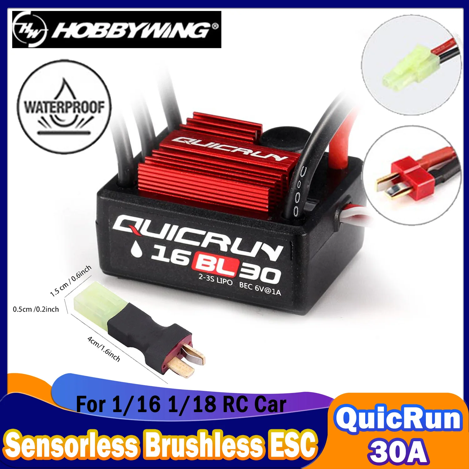 HobbyWing quirun 16BL30 30A бесщеточный сенсорный ESC водонепроницаемый мини-адаптер Tamiya T для
