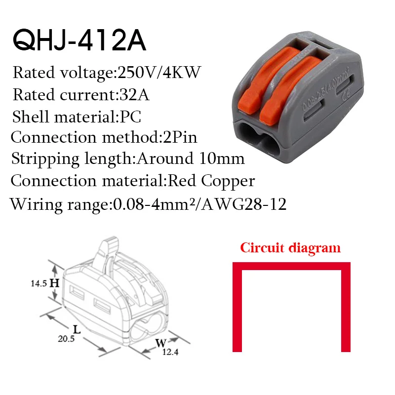 

10 PCS Mini Quick Wire 412 Conductor Connector Single In Multiple Out With Fixing Hole Push-inTerminal Block High Quality Praise