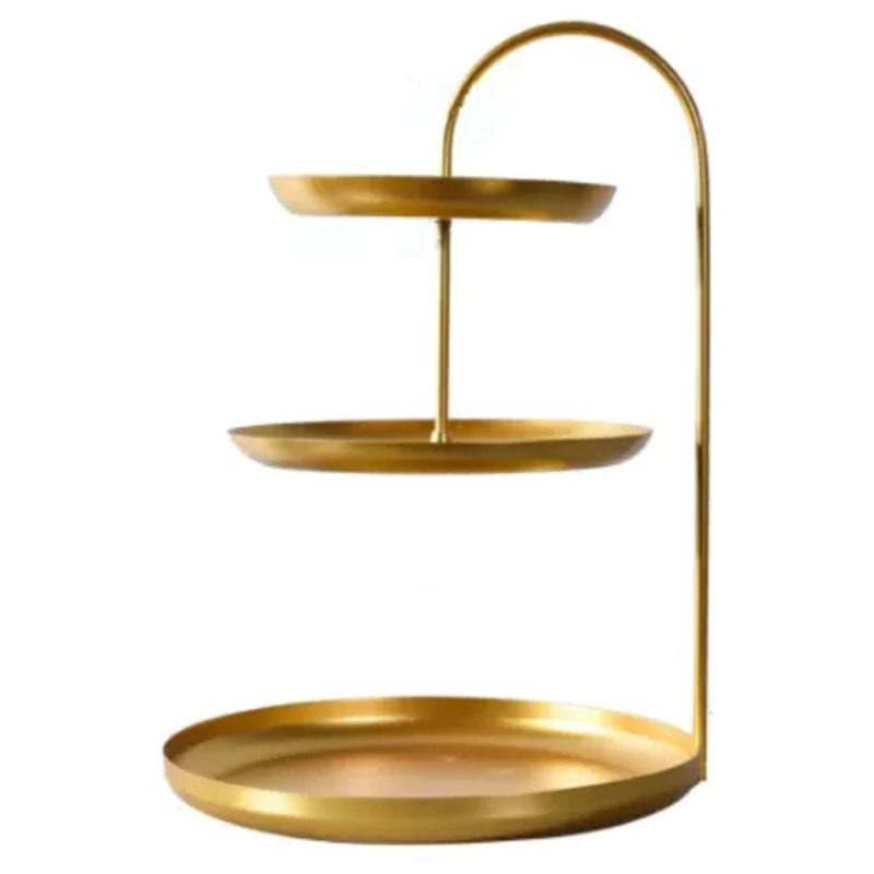 

Nordic Three Layer Storage Tray Gold Cosmetics Storage Tray Fruit Plate Jewelry Earrings Display Stand Finishing Racks