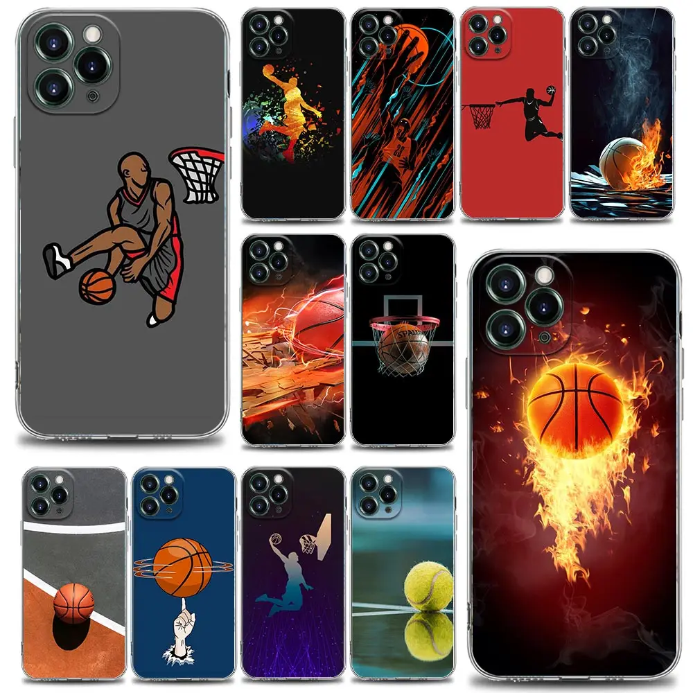 

Funda Coque Clear Phone Case for iPhone Apple 11 12 13 14 Pro 7 8 SE X XR XS Max Mini Plus Case Cover Basketball Game Of Dunking