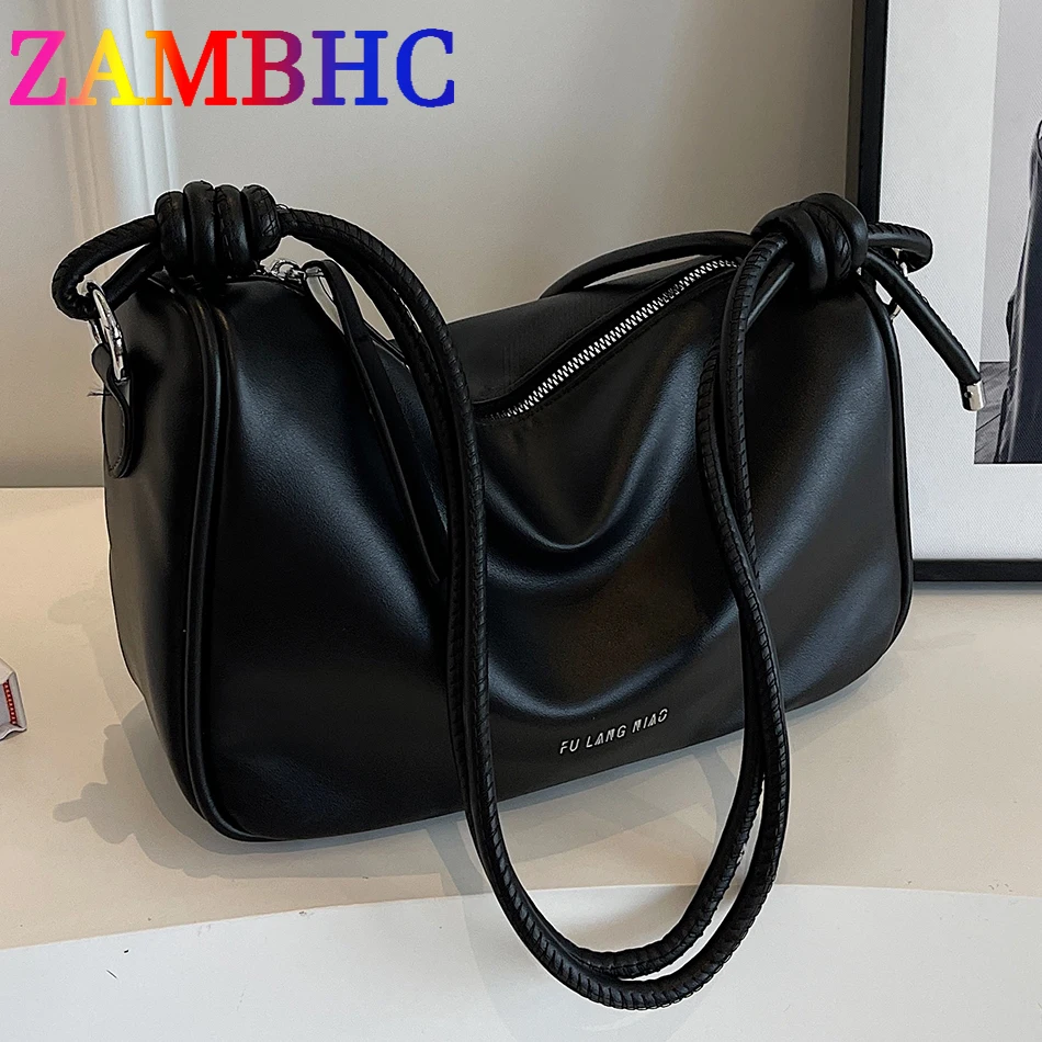 

2 Shoulder Straps Soft Pu Leather Shoulder Crossbody Bags for Women 2023 Trend Simple Solid Color Female Handbags and Purses New