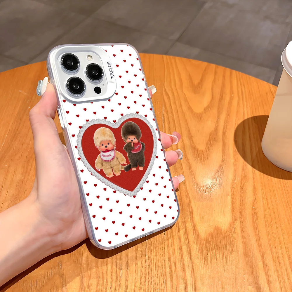 Милый мультяшный чехол для телефона M-Monchhichi iPhone 16 15 14 13 12 11 Pro Max белый матовый