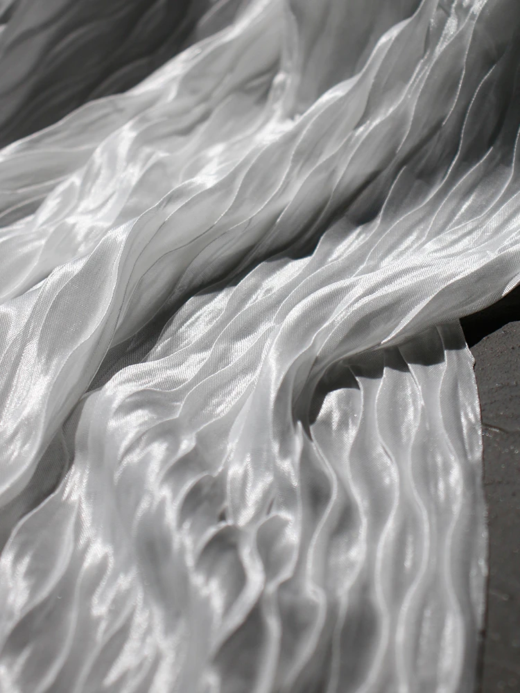 Ткань полиэстер блестящая шелковая атласная трехмерная плиссированная текстура креативное широкое 155 см x 50 см платье «сделай сам» Пальто летняя одежда