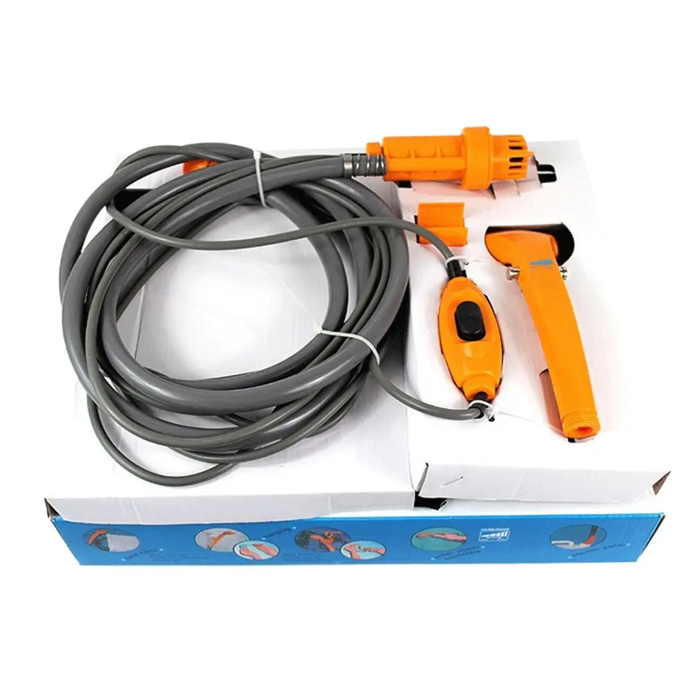 

Portable Electronic 12V Orange Outdoor Mini Smart Car Shower for Camping Hiking One Touch Operation Built-in System