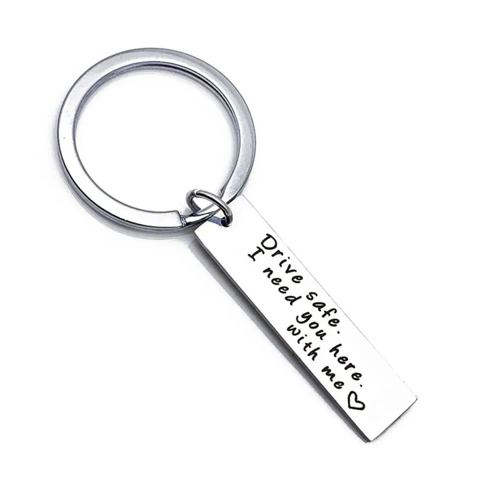 

Letters Engraved Drive Safe Personalized Custom Keyring Stainless Steel Car Key Ring Husband Boyfriend Gift Keychain