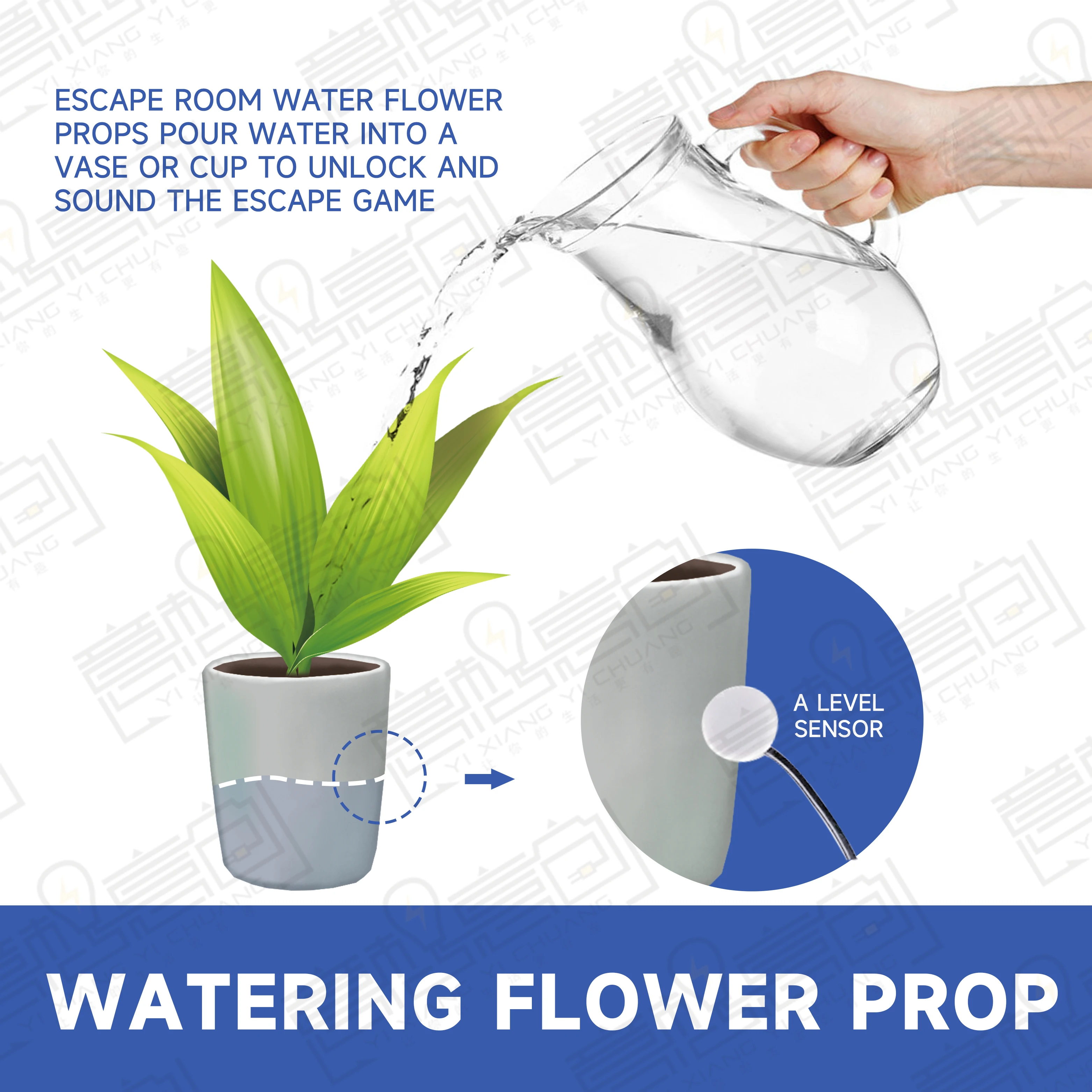 

Real life Escape Room Prop Watering Flower Prop pouring the water into a vase or cup to unlock real life escape game