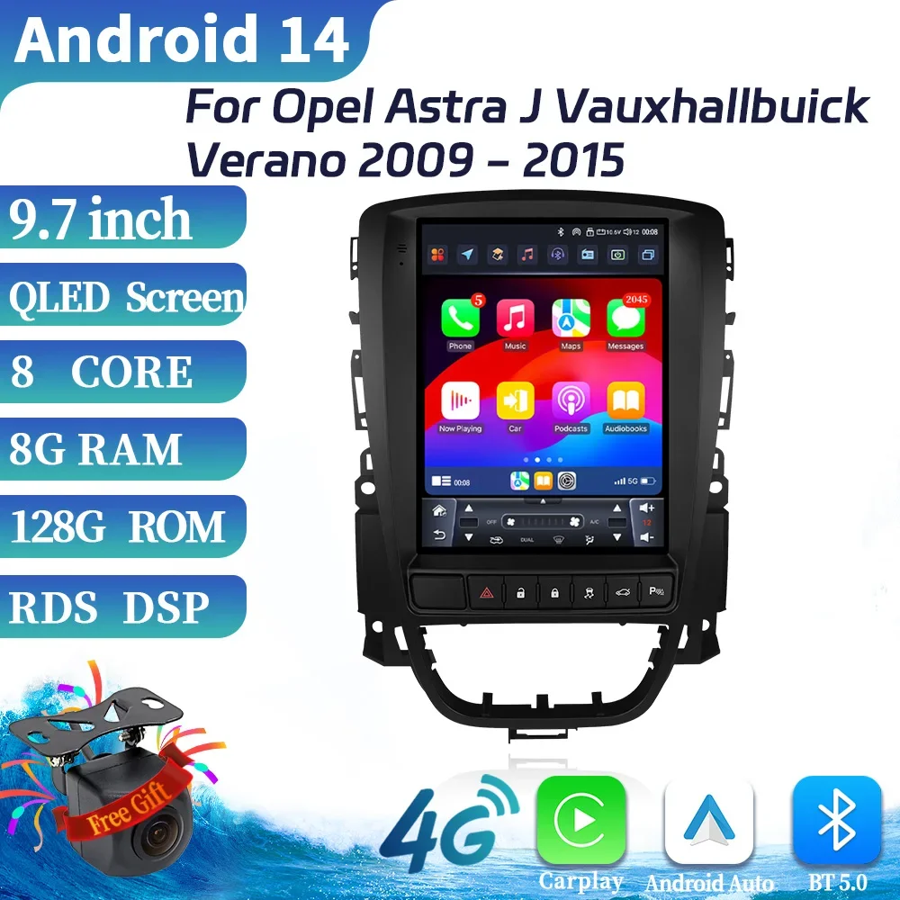 9 7-дюймовый для Opel Astra J Vauxhallbuick Verano 2009-2015 Android 14 автомобильный радиоприемник