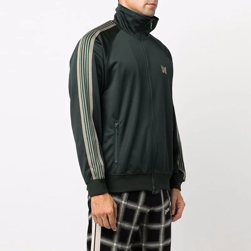 Mesh Neddles AWGE Zipper Jacket Sweatpant Suit Men Women High Quality Embroidery Butterfly Stripes Casual Sportwear Trackpant