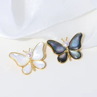 zhen d jewelry natural freshwater pearl high luster white black shell lovely butterfly brooch pin suit decoration precious gift