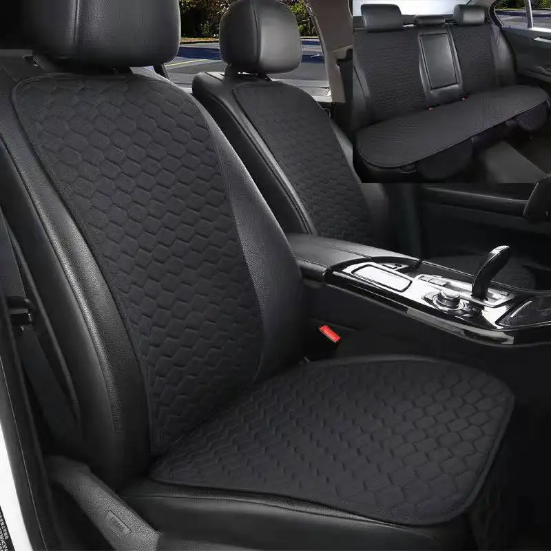 

5 Seats Flax Car Seat Cover Protector with Backrest Front Rear Seat Back Waist Washable Cushion Pad Mat for Auto