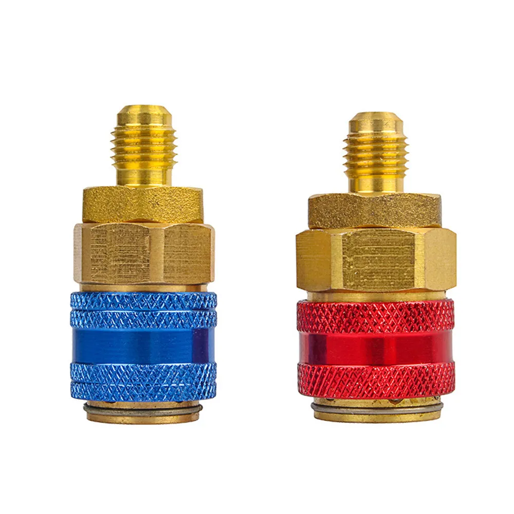 2 Pcs Car air conditioner fluoride converter Quick Coupler Connector Adapter Fittings High Low Manifold Hoset Durable