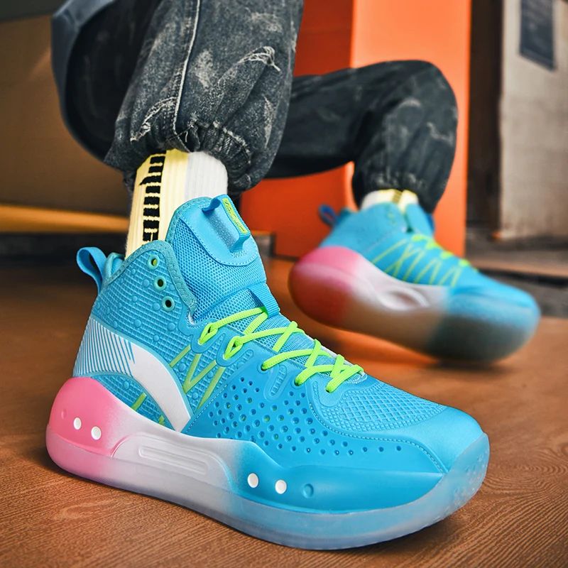 New Orange Men Basketball Shoes Breathable Cushioning Sports Shoes Men Training Sneakers High Quality Men's Basketball Sneakers