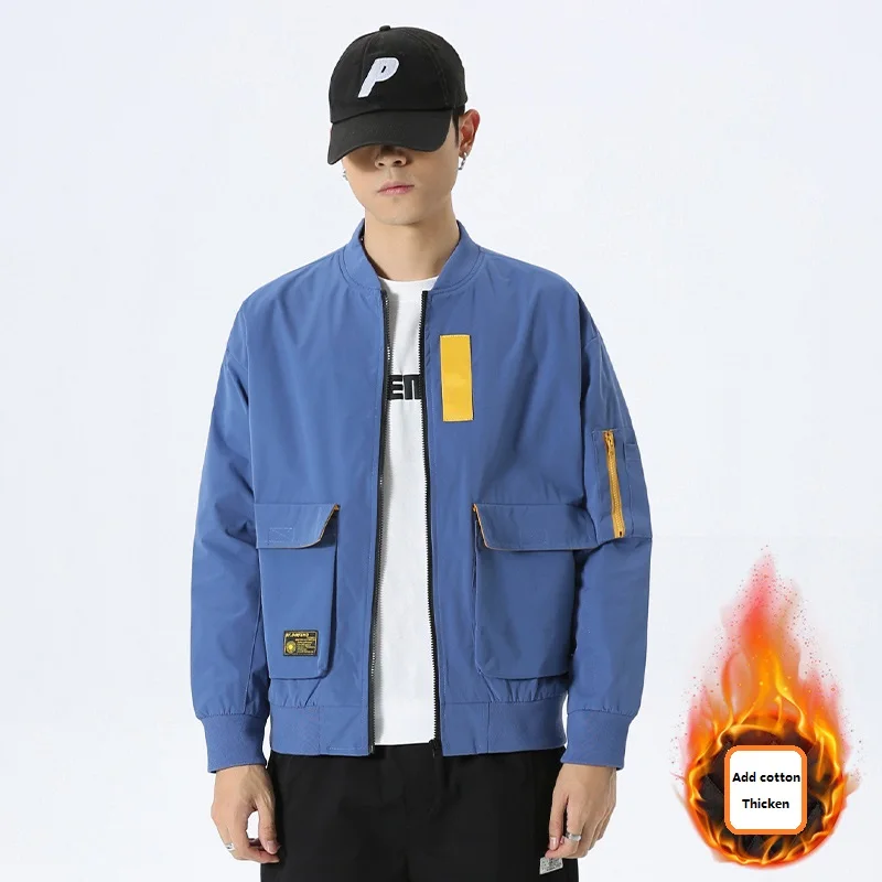 Harajuku Men's Clothing Men's Fashion Padded and Cotton Baseball Uniform Jacket Autumn and Winter Casual Workwear Jacket