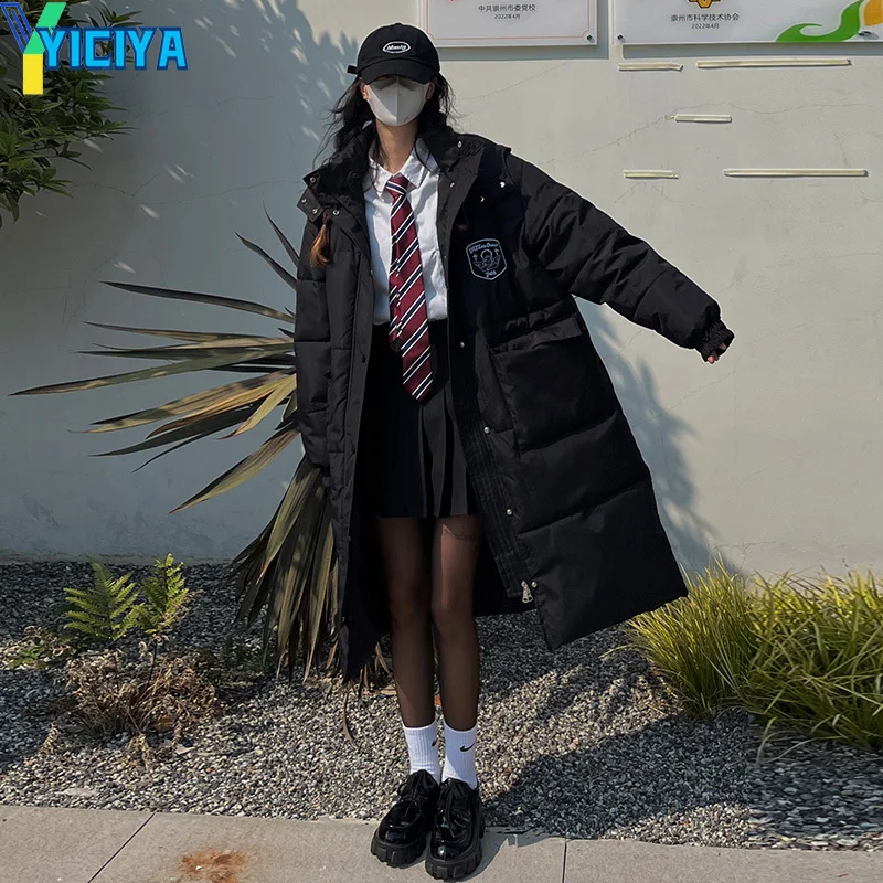 YICIYA 2023 New Women's Winter Coats Thickened Warm Down Cotton Mid-length Parka Casual Loose Streetwear Jackets Female Clothing