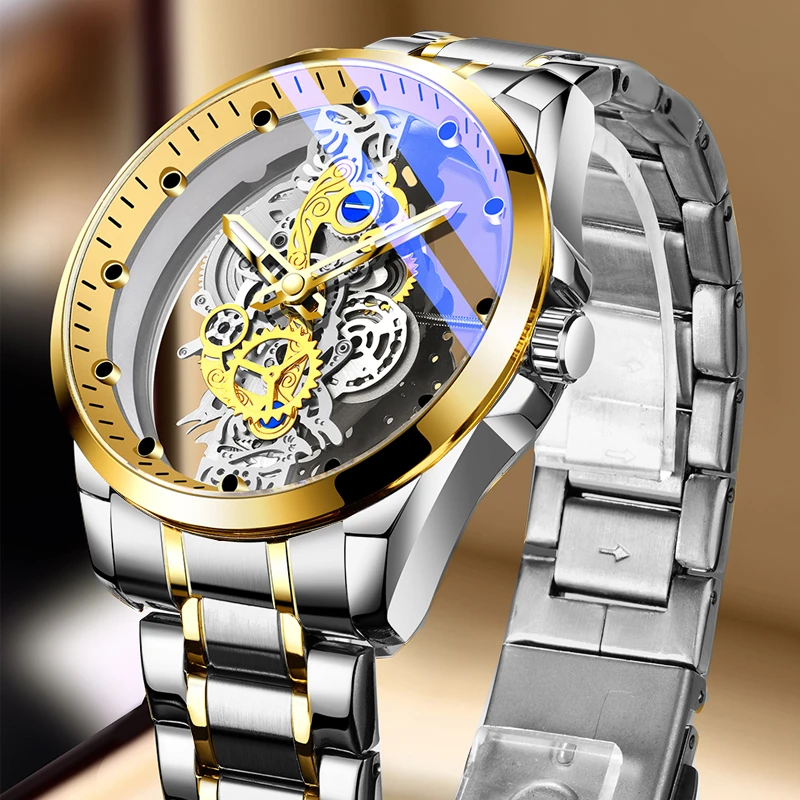 

2022 Original Watch for Men's Waterproof Stainless Steel Quartz Analog Fashion Business Sun Moon Star Wristwatches Top Brand