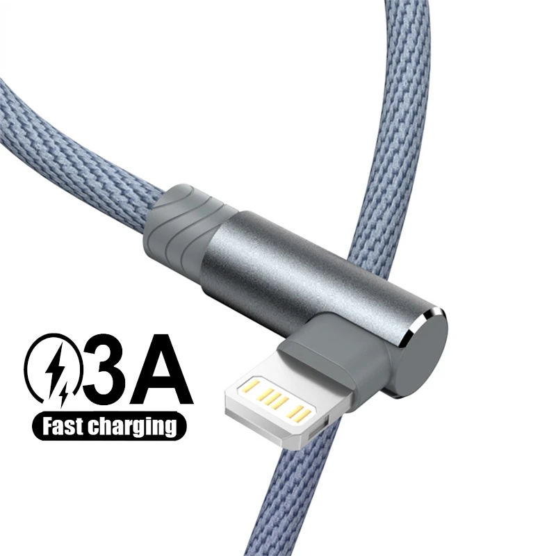

90 Degree Fast Charging USB Charger Cable For iPhone 11 12 13 Pro Max SE 2 6 6s 7 8 Plus X XR iPad Origin Data Cord Long Wire 3m