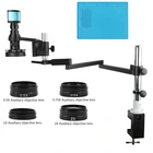 Монокулярный микроскоп 48 МП 4K HDMI USB, штатив с шарнирным рычагом и зажимом, с зумом 200X, объектив с креплением типа C для ремонта печатных плат