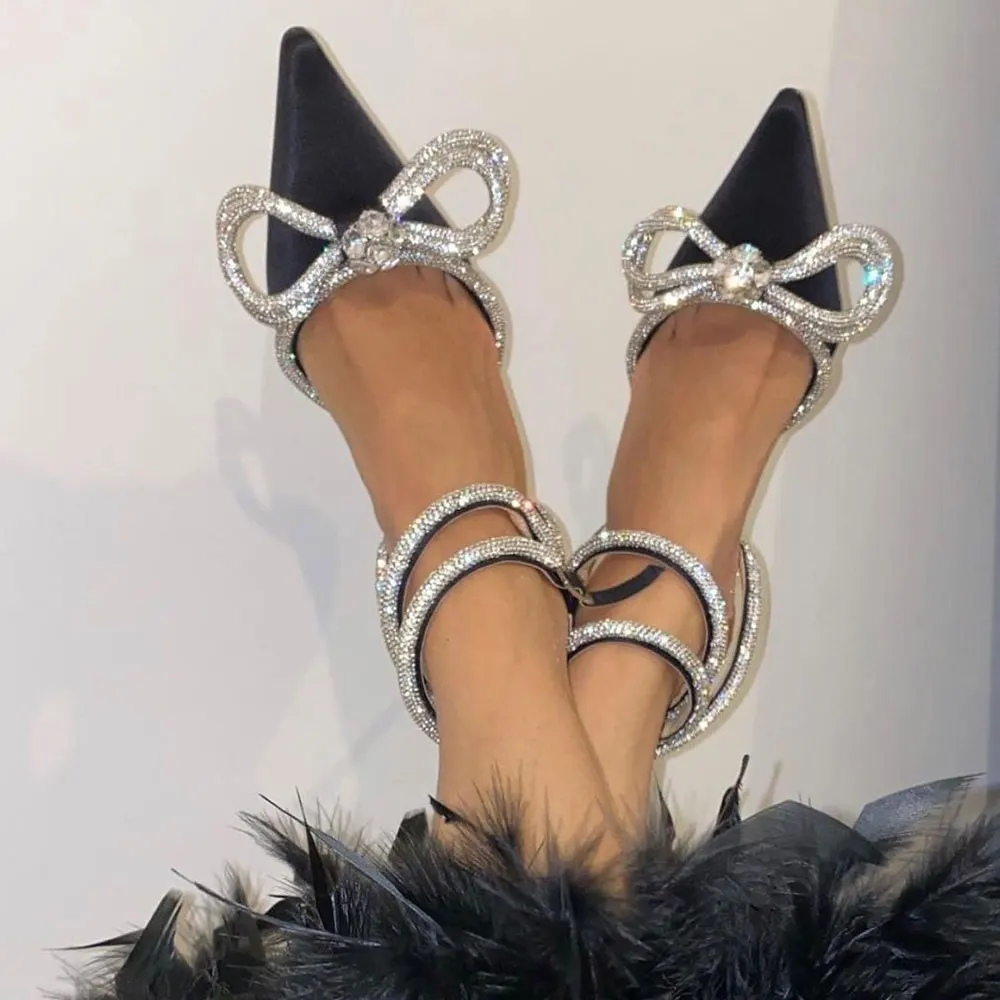 

Women's Elegant Fashion Slingback Ladies Crystal Pump Embellished Wrap Around Coil Pump Heels 2023 Shoes