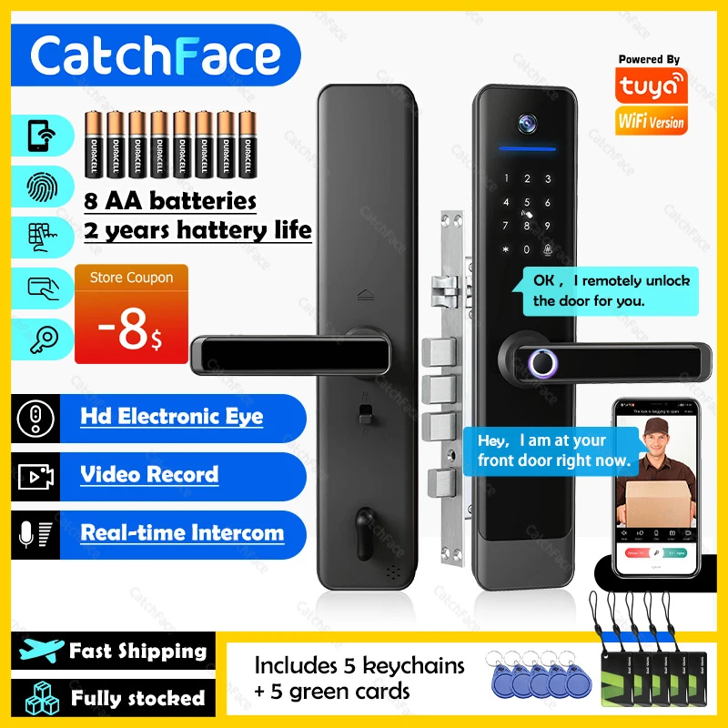 Video Intercom Lock TUYA WIFI Camera Anti-Theft Door Lock Garden Gate Electronic Lock Fingerprint Digit Smart Lock Security