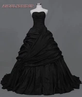 angelsbridep unique black taffeta strapless ball gown bridal gown gothic sweetheart floor length dubai african wedding dress