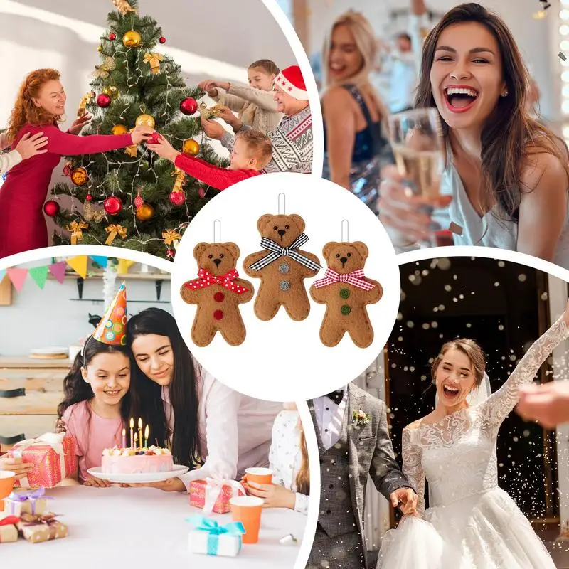 z piernika Figurki ozdoby 3-częściowe smycze Ozdoby świąteczne na ściany choinkowe