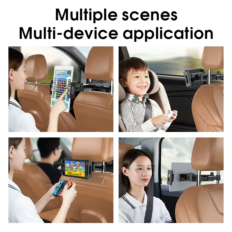

Car Headrest Tablet Holder Backseat Seat Tablet Phone Mount Adjustable Stretchable 360-Degree Phone Holder Universal 5-13 Inch