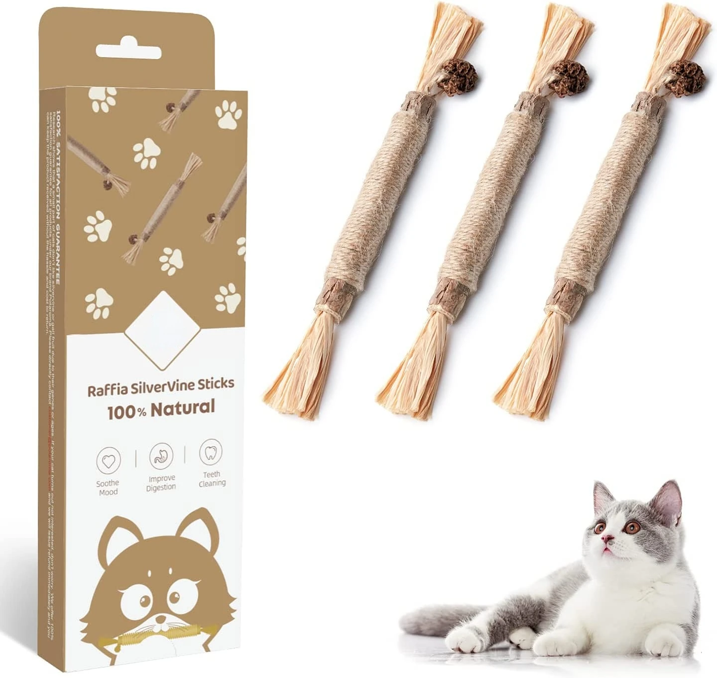 ATUBAN Cat Toys Natural Silvervine Sticks,Catmint Silvervine Blend Sticks,Catnip Cat Chew Toys for Kittens Rabbit Teeth Cleaning