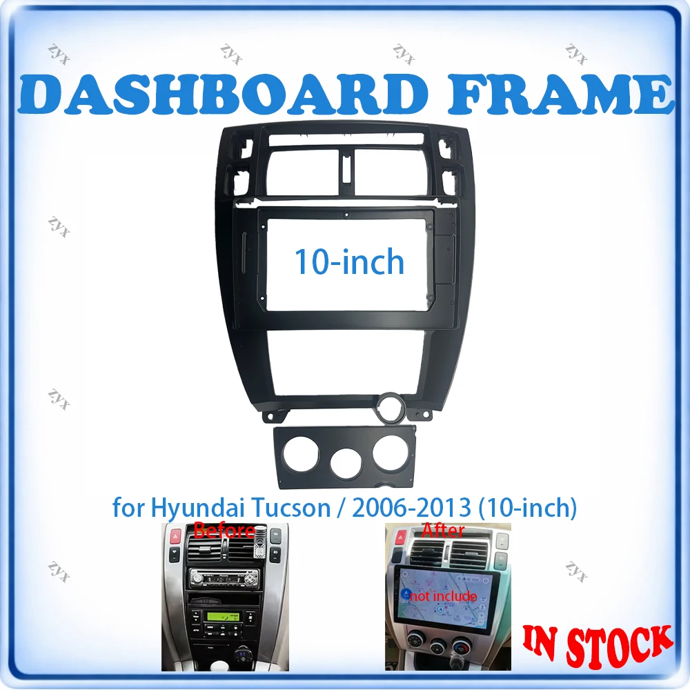 Фото Рамка для автомагнитолы Hyundai Tucson 2006-2013, 10 дюймов, с проводкой и кабелем питания, аксессуары для авто, Plug & Play №1