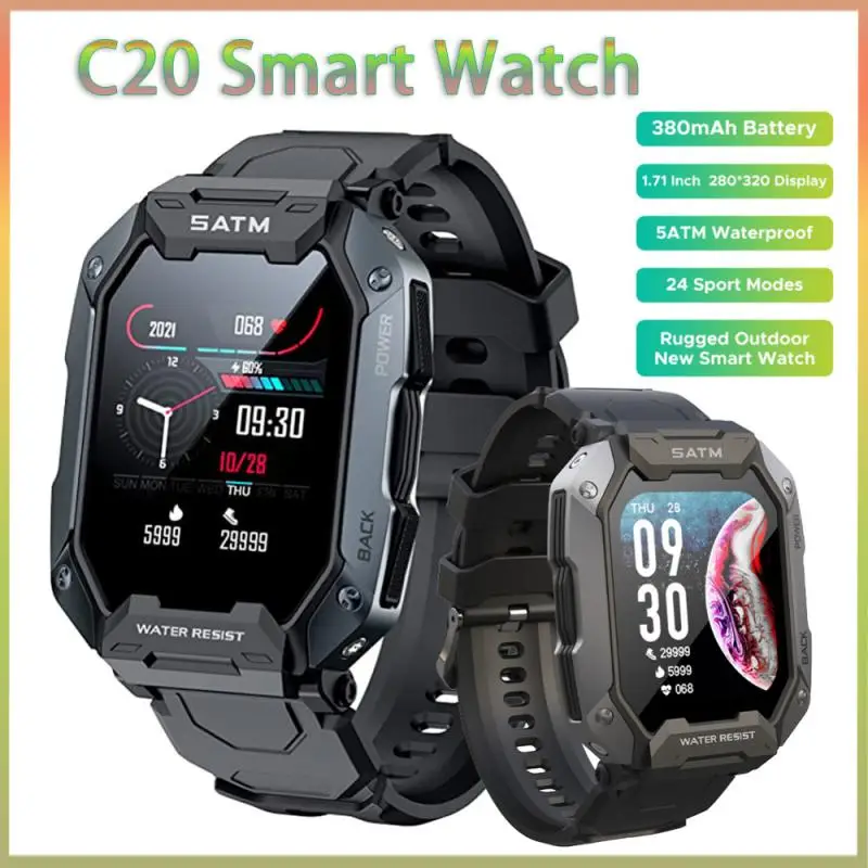 

C20 Smart Watch Men 5 ATM IP68 Waterproof Heart Rate Monitor Blood Pressure Oxygen Fitness Outdoor Sport Smartwatch New 2022