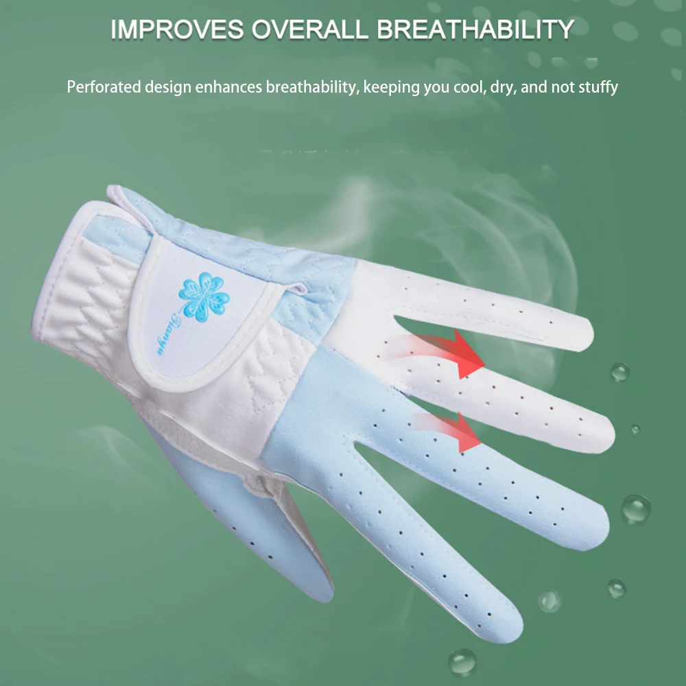 

Golf Gloves for Women Anti-slip Fibre Cloth Left Right Hand 1 Pair of Sweat Absorbent and Breathable Cycling Gloves Protect Palm