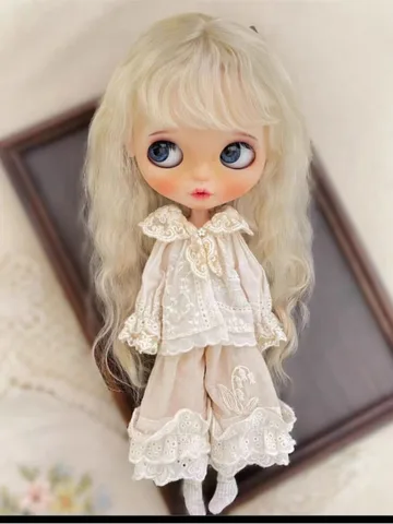 2024 2 шт. одежда blythe наряд куклы синий воротник Топ/кружевные брюки S1/6 30 см BJD аниме девушка (подходит для Pullip,Ob22/24/26, Licca)